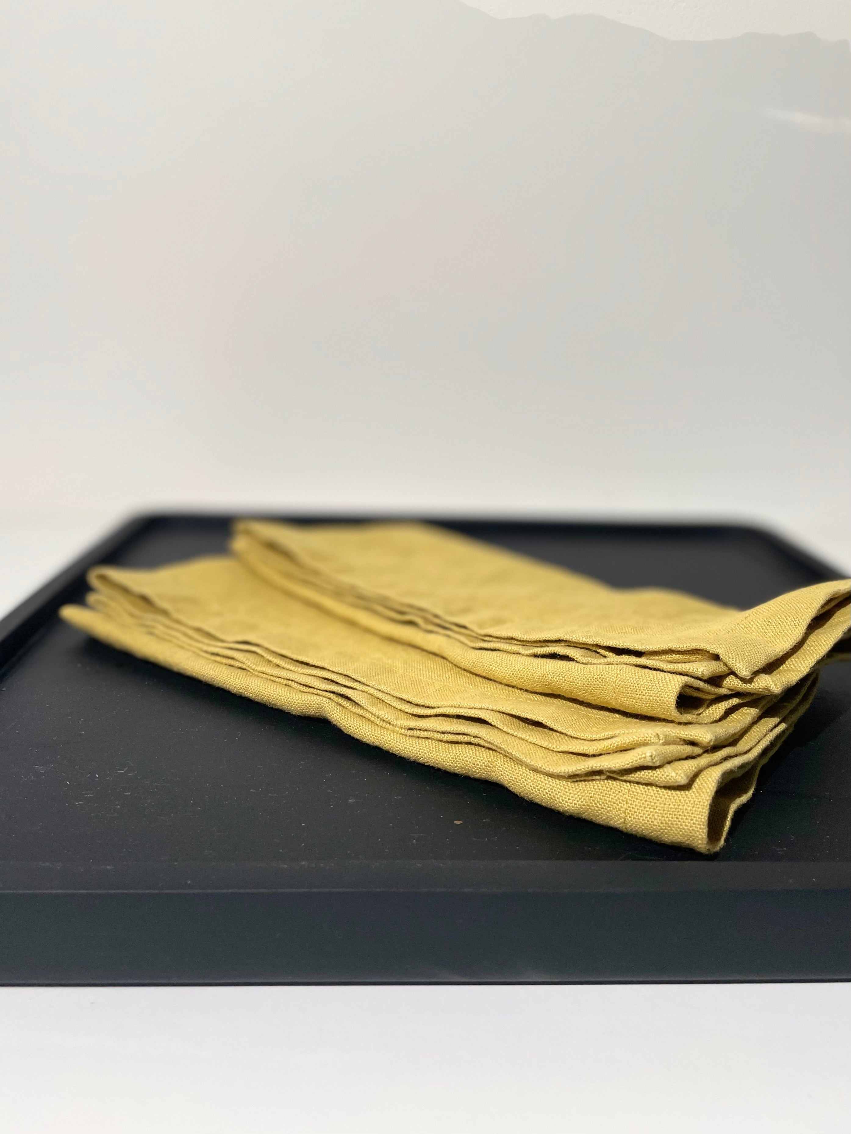 Linge de table en lin jaune curry - lot de 4