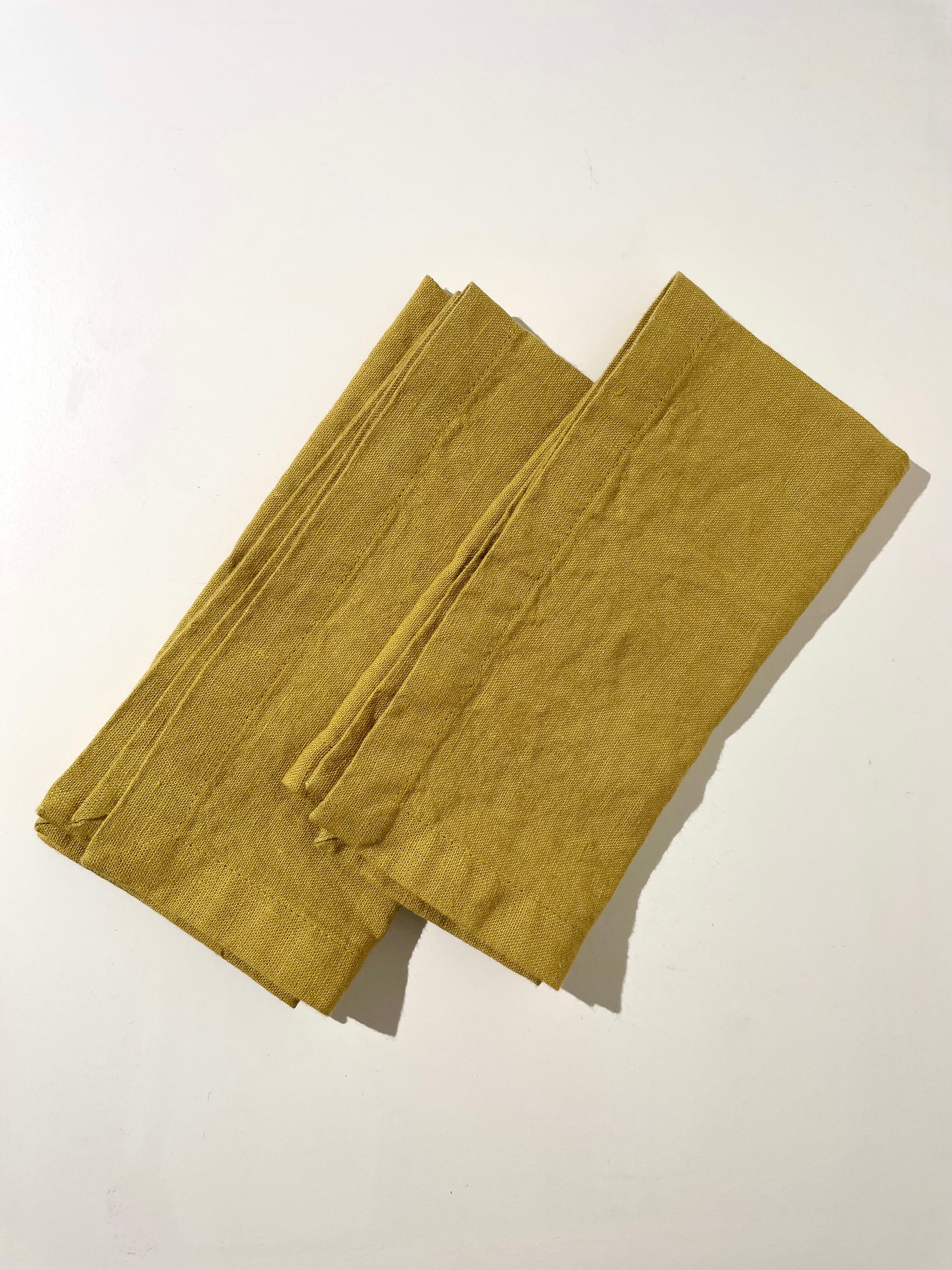 Linge de table en lin jaune curry - lot de 4