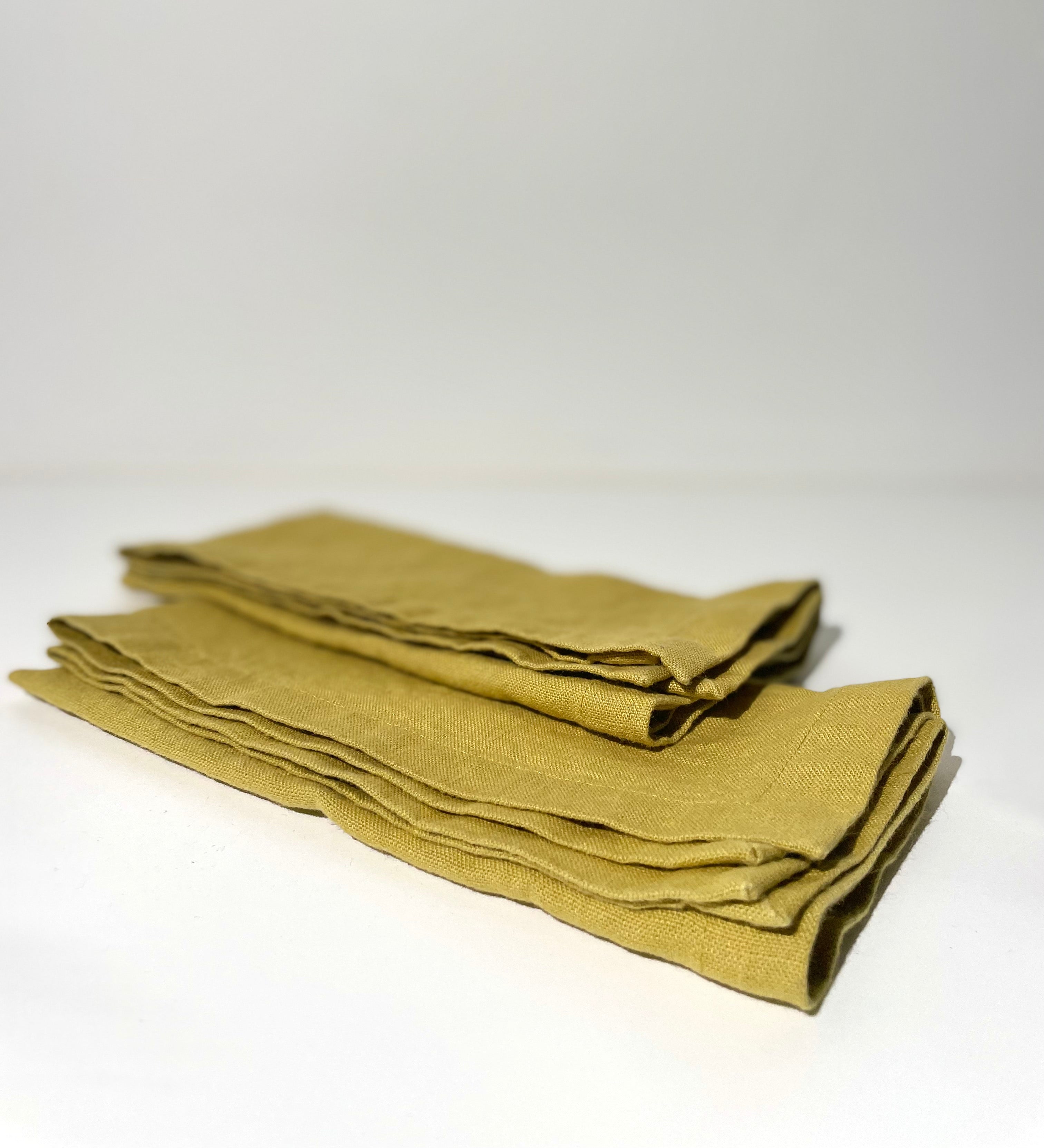 Linge de table en lin jaune curry - lot de 4