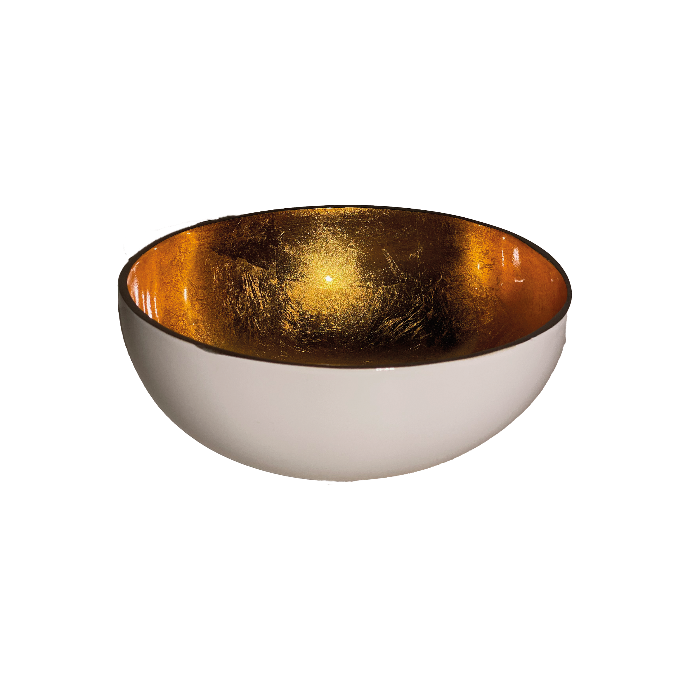 Coconut Bowl - White - Gold leaf