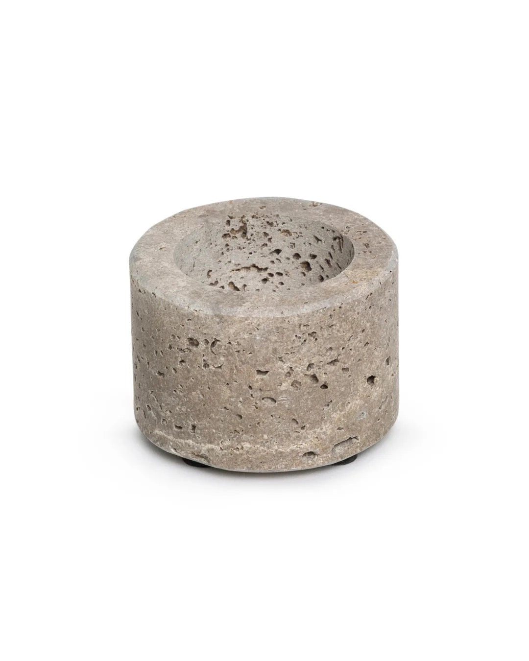 Bougeoir en travertin gris S