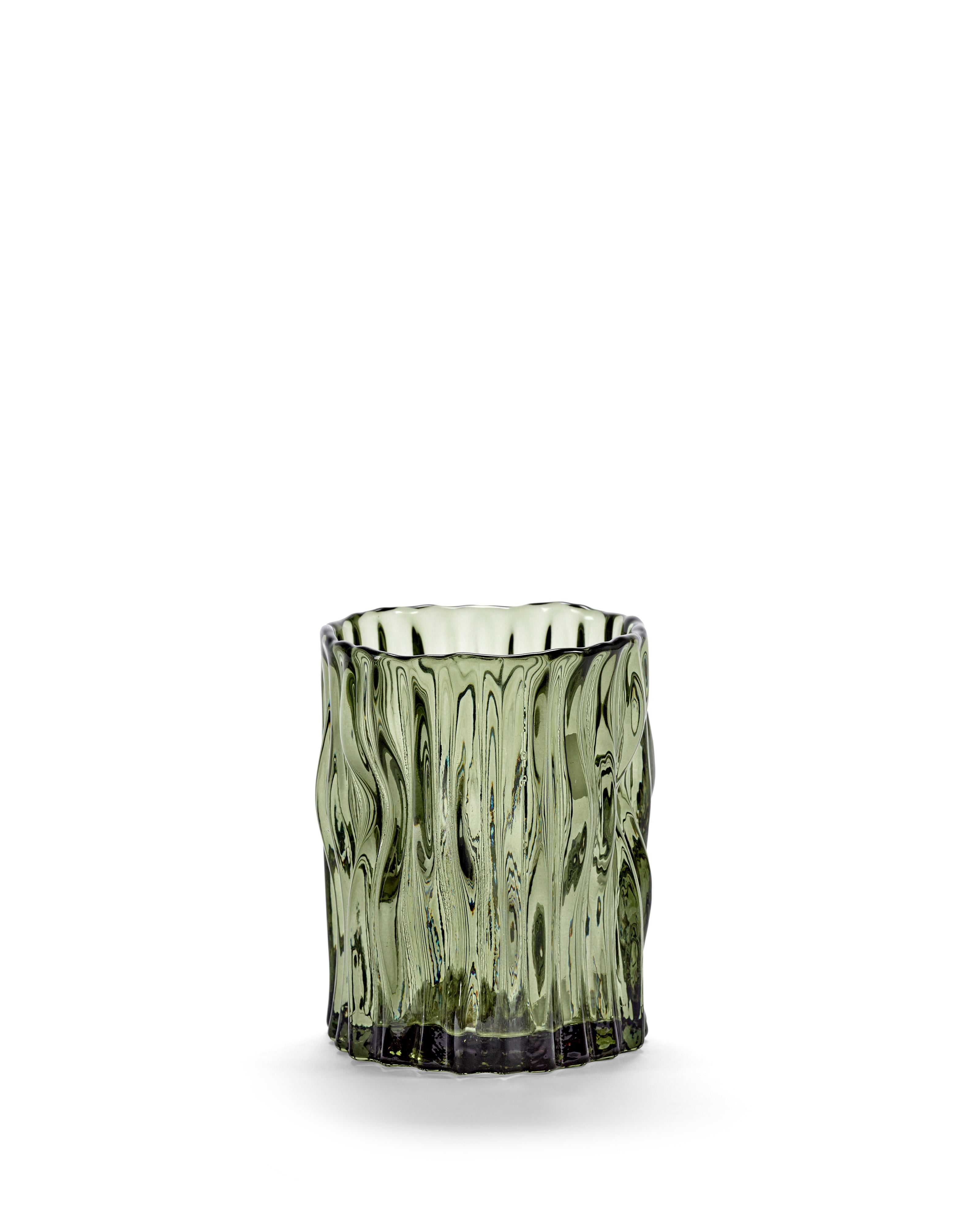 Cylinder-shaped organic vase - green