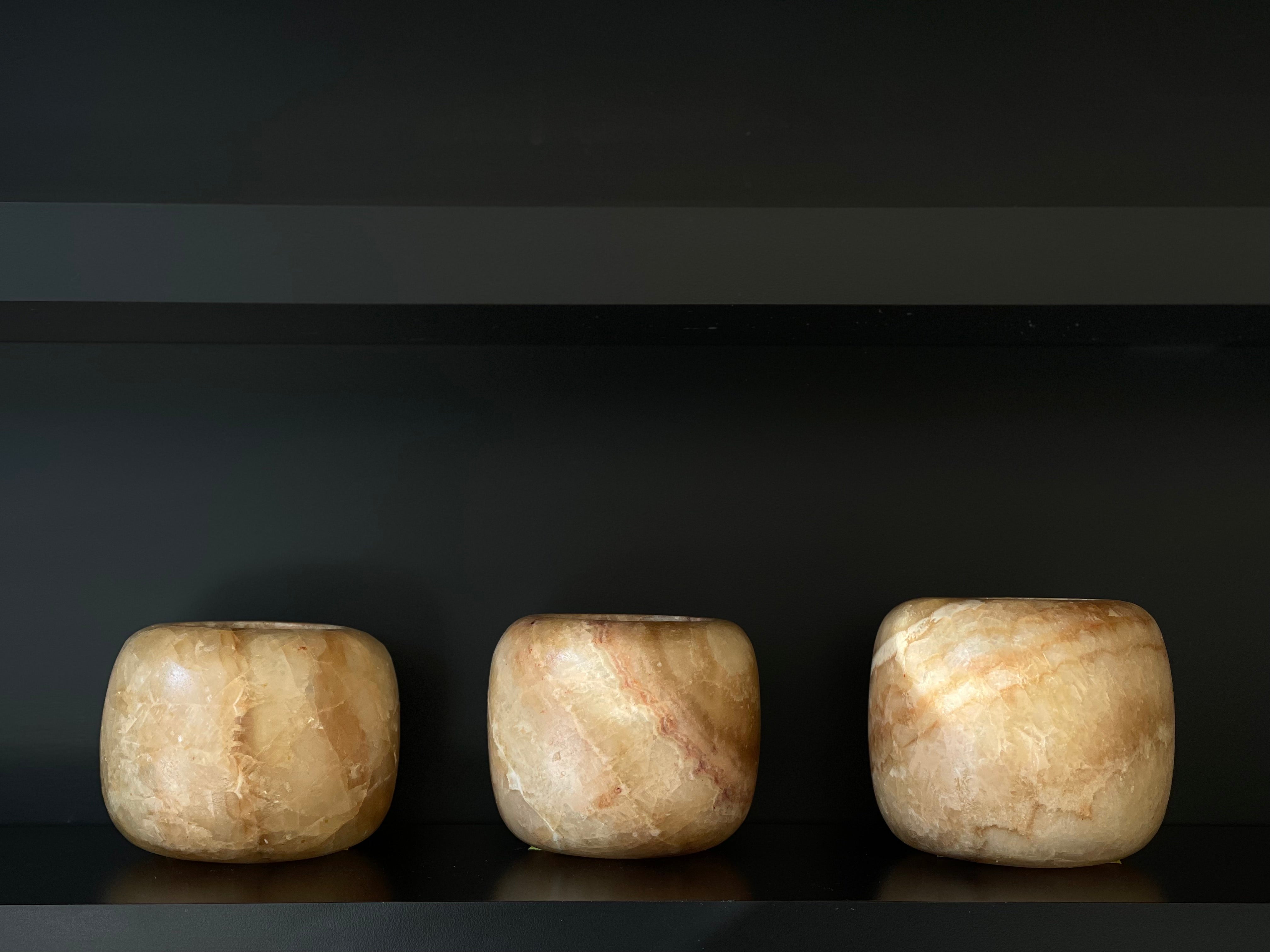 Set albâtre égyptien n° 2 - lot de 3 - forme sphérique