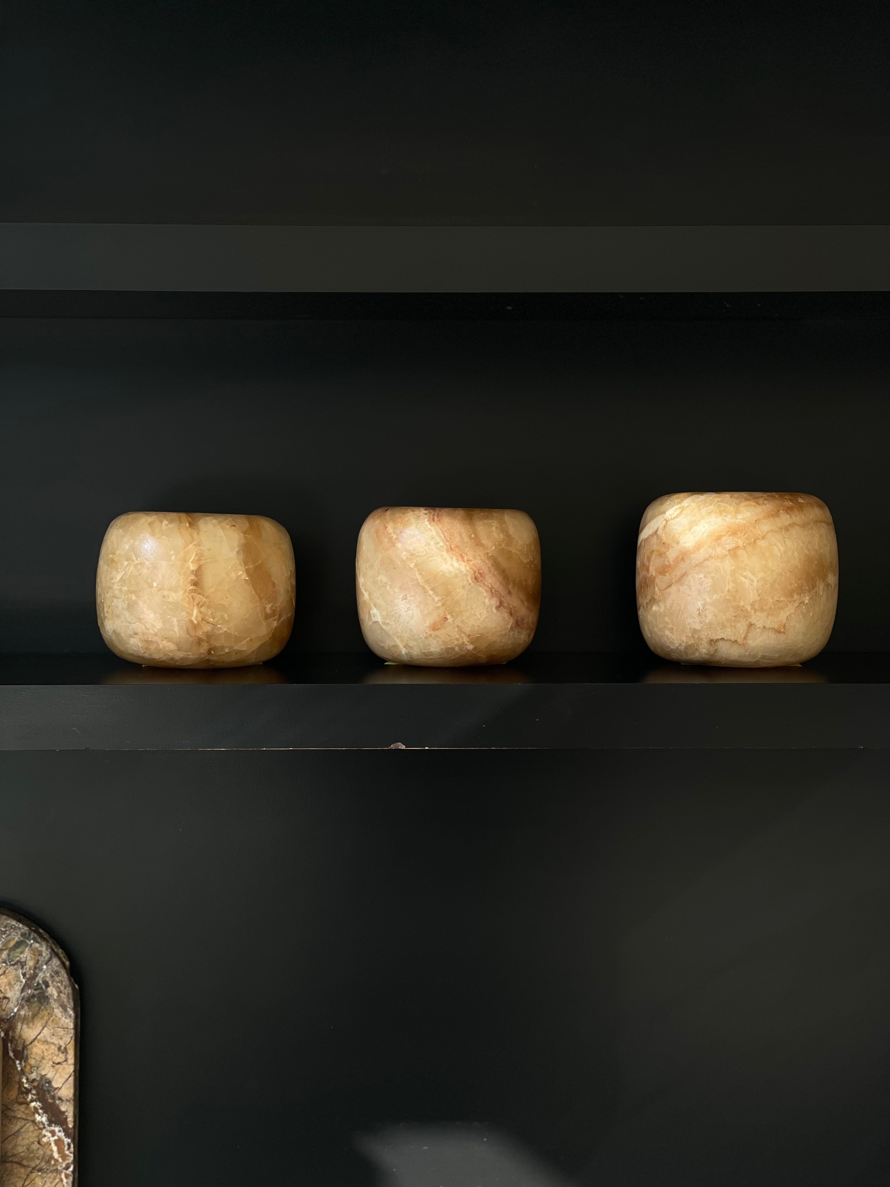 Set albâtre égyptien n° 2 - lot de 3 - forme sphérique