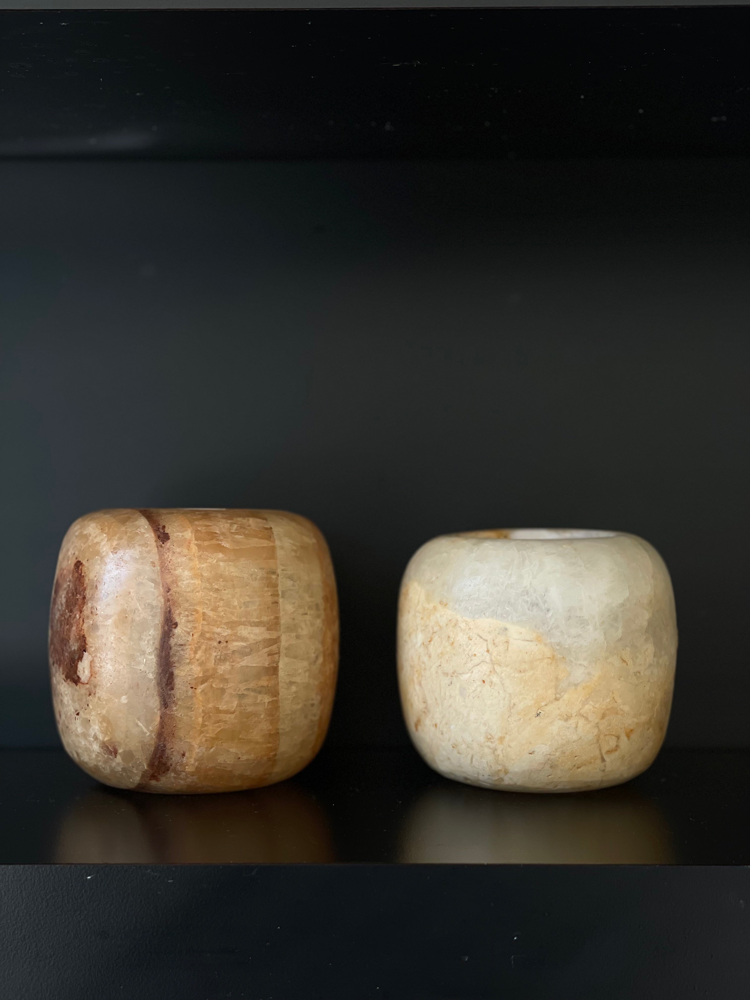 Egyptian Alabaster Set No. 5 - Set of 2 - Spherical Shape