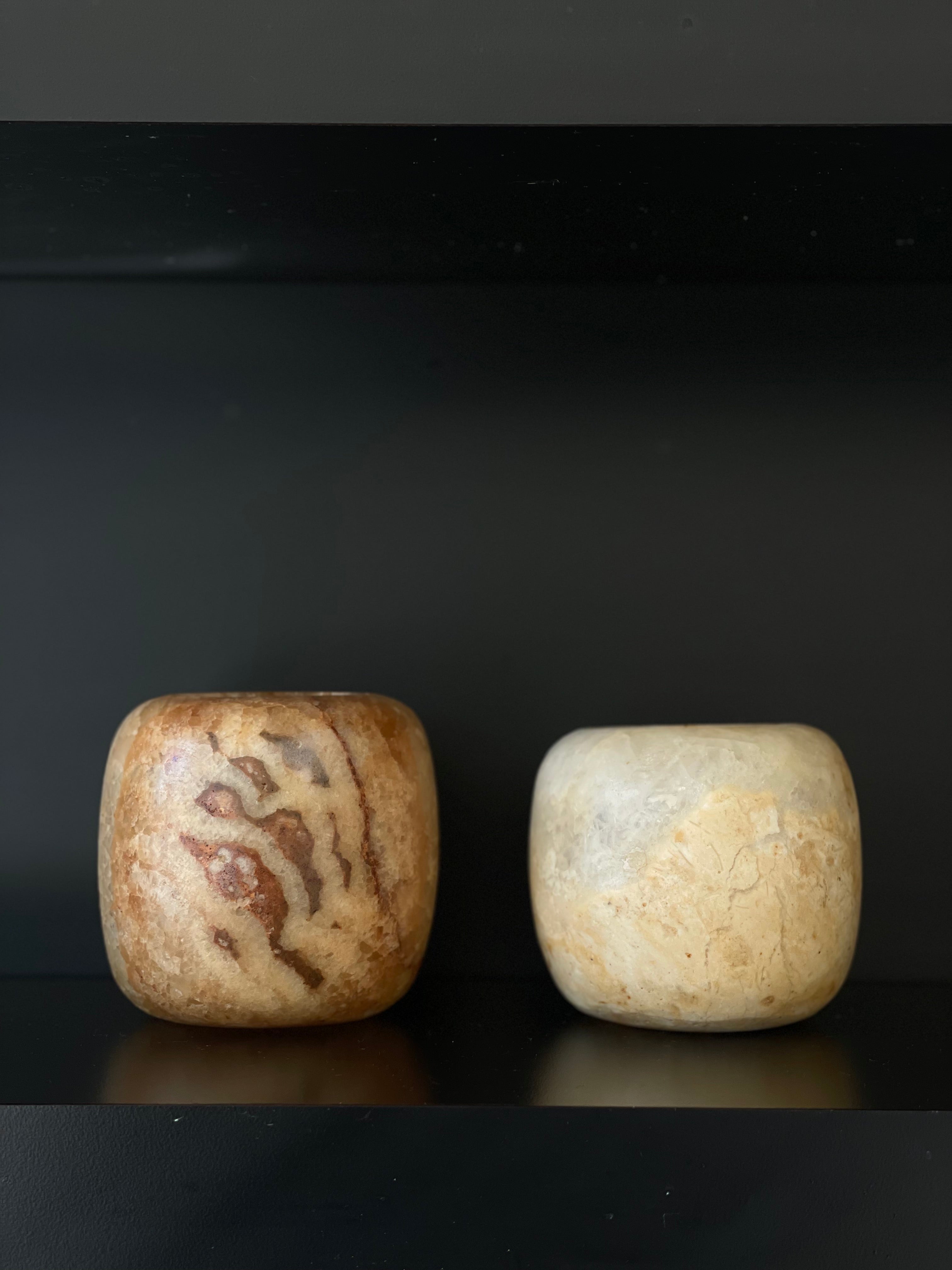 Egyptian Alabaster Set No. 5 - Set of 2 - Spherical Shape