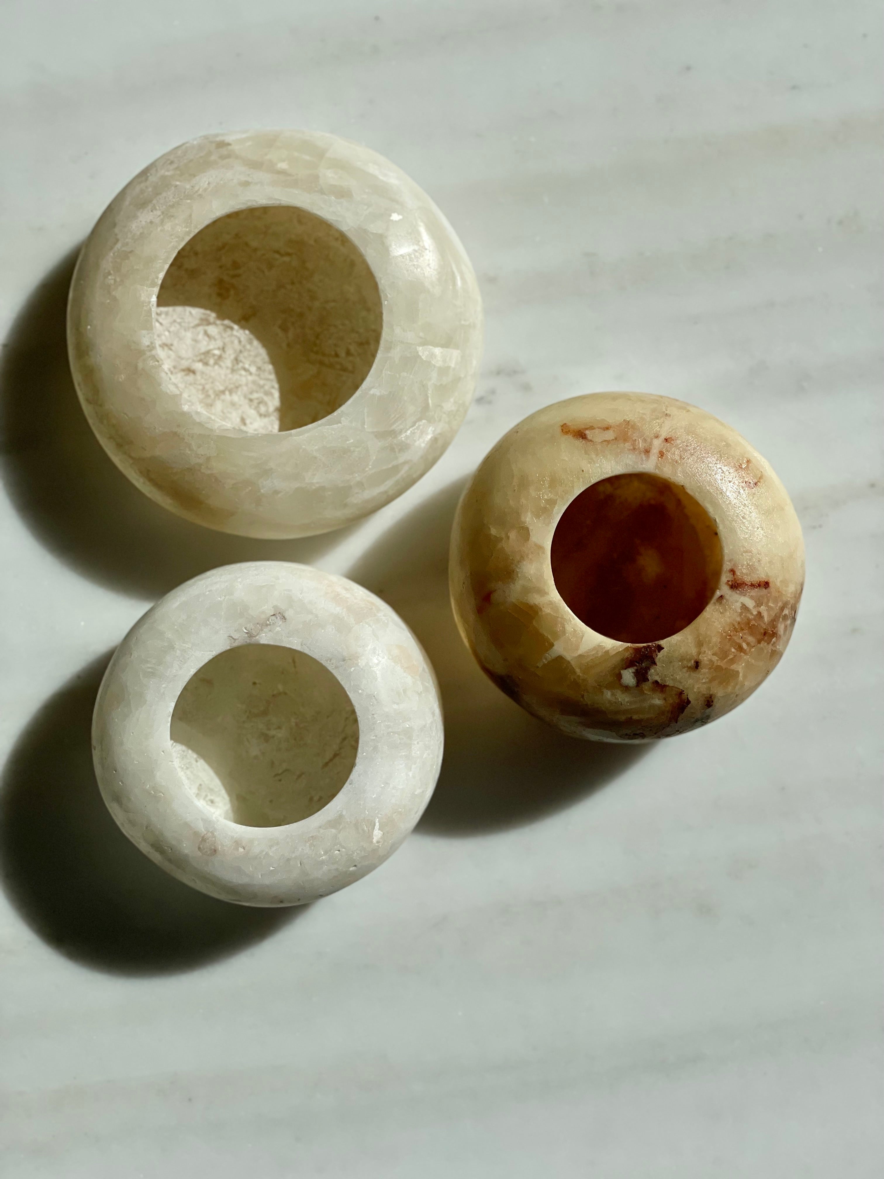 Set albâtre égyptien n° 13 - lot de 3 - forme halo