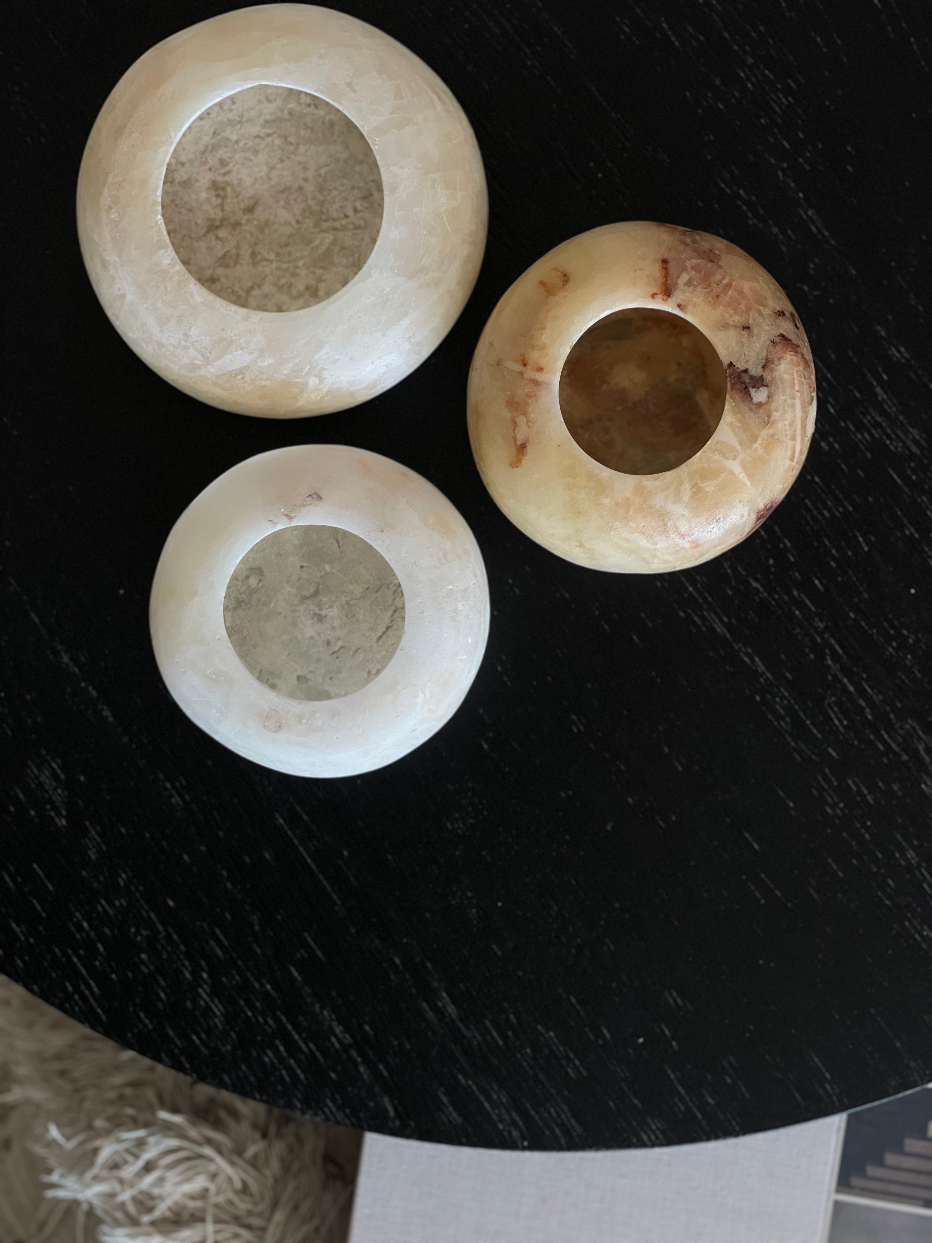 Egyptian Alabaster Set No. 13 - Set of 3 - Halo Shape