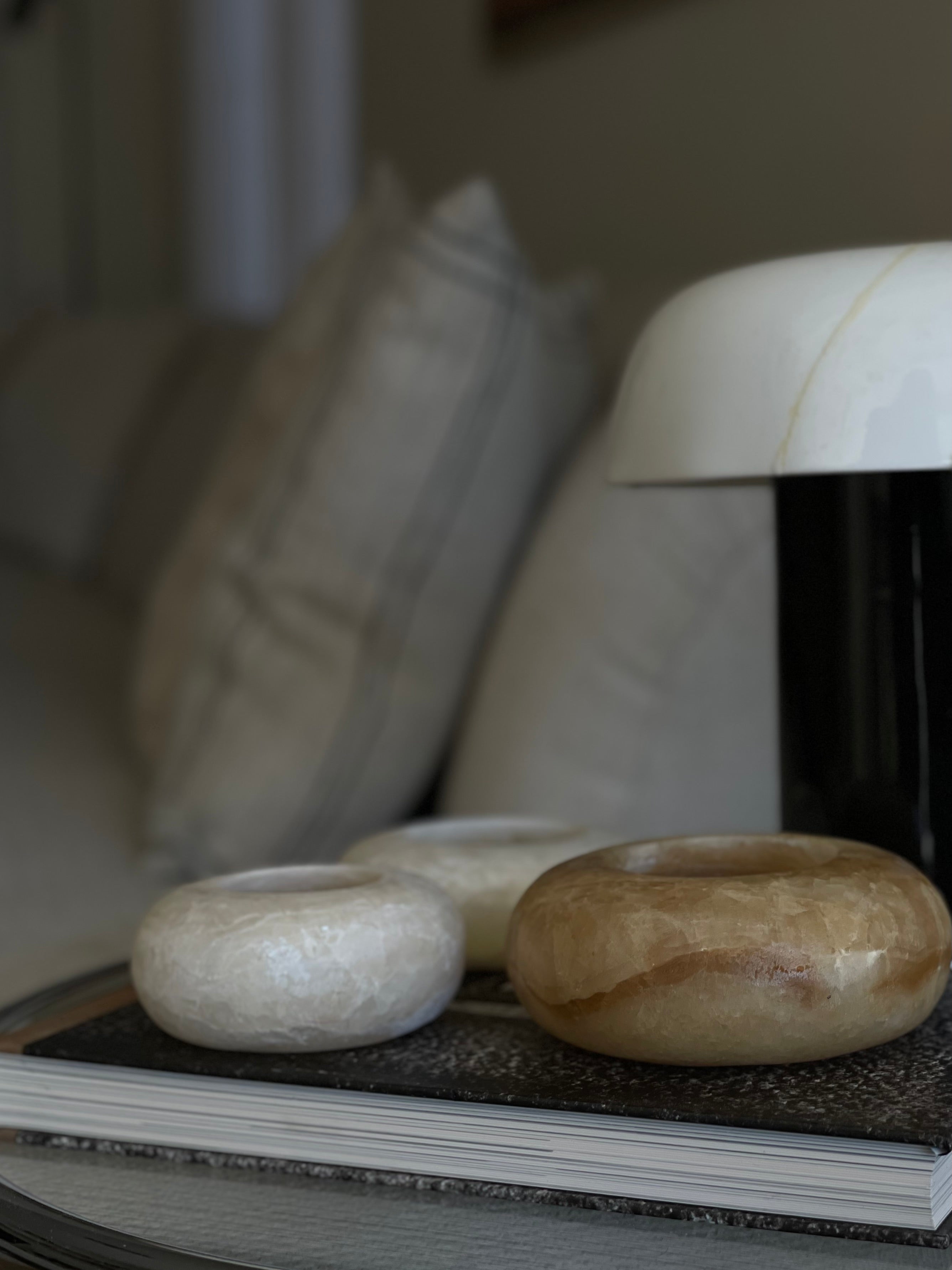 Egyptian Alabaster Set No. 11 - Set of 3 - Halo Shape