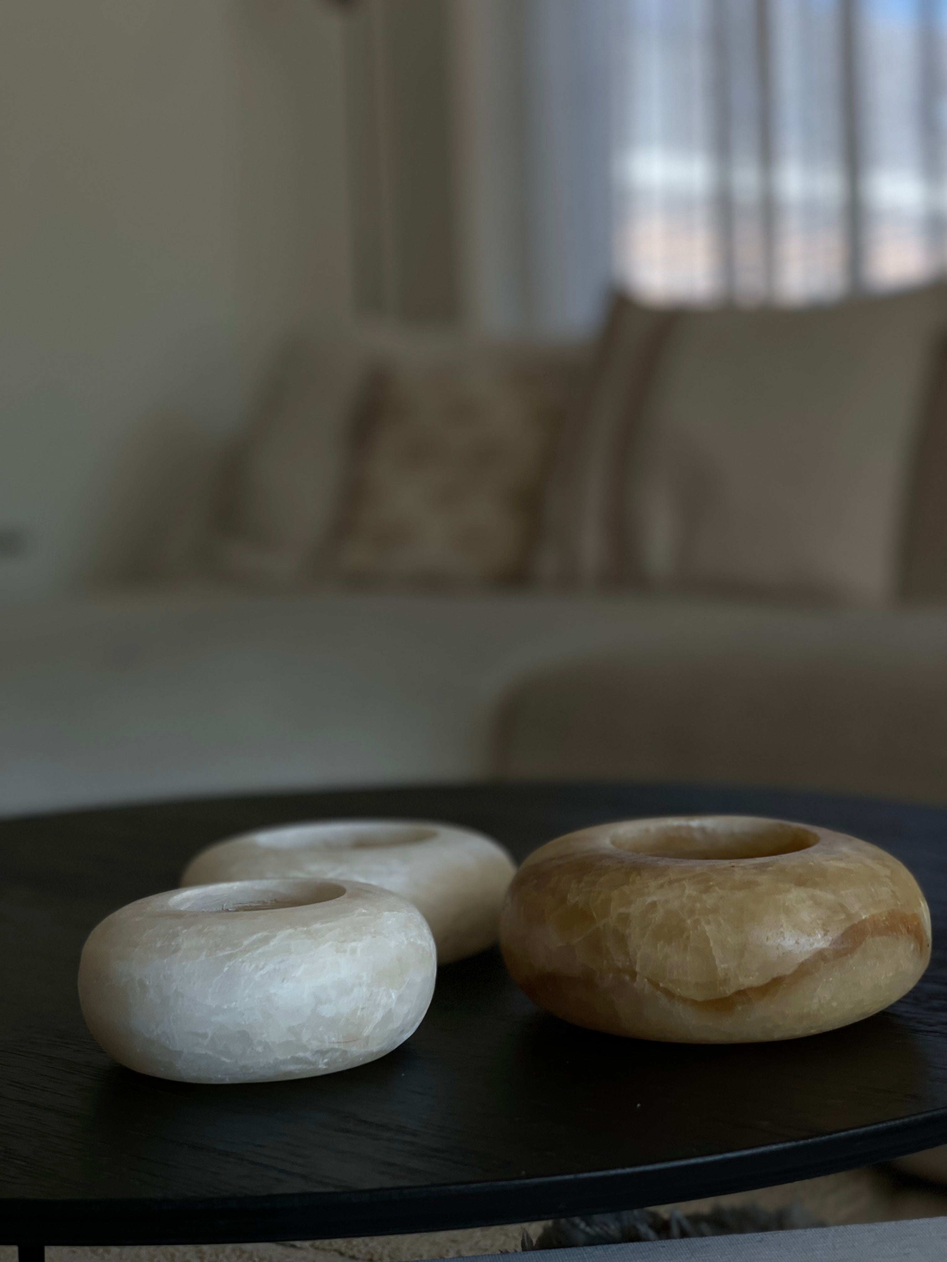 Egyptian Alabaster Set No. 11 - Set of 3 - Halo Shape