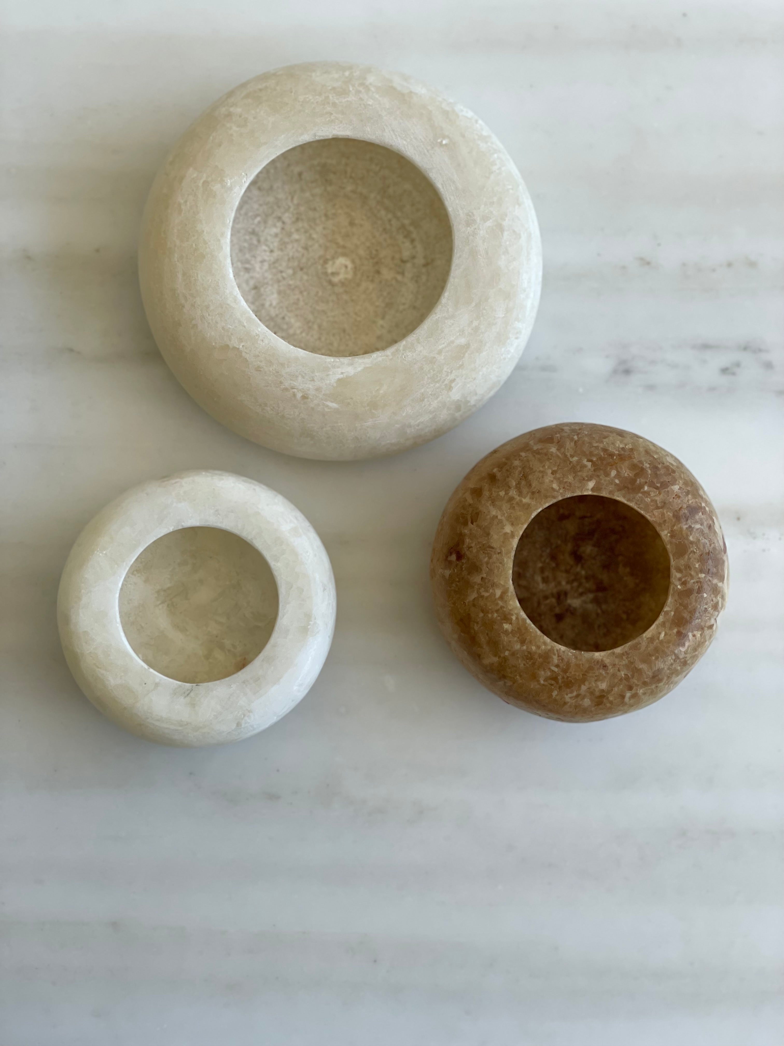 Egyptian Alabaster Set No. 12 - Set of 3 - Halo Shape