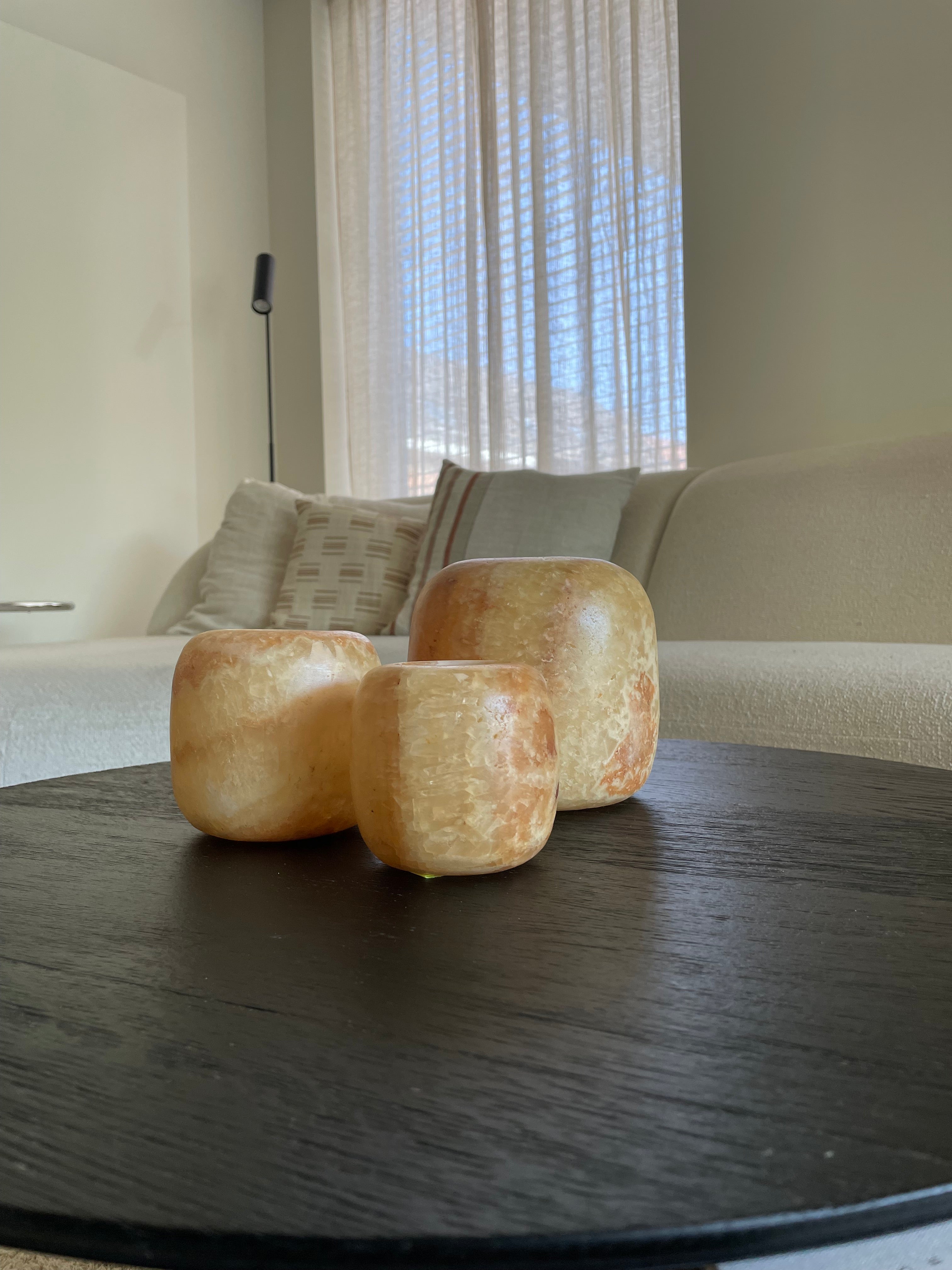 Egyptian Alabaster Set No. 7 - Set of 3 - Spherical Shape
