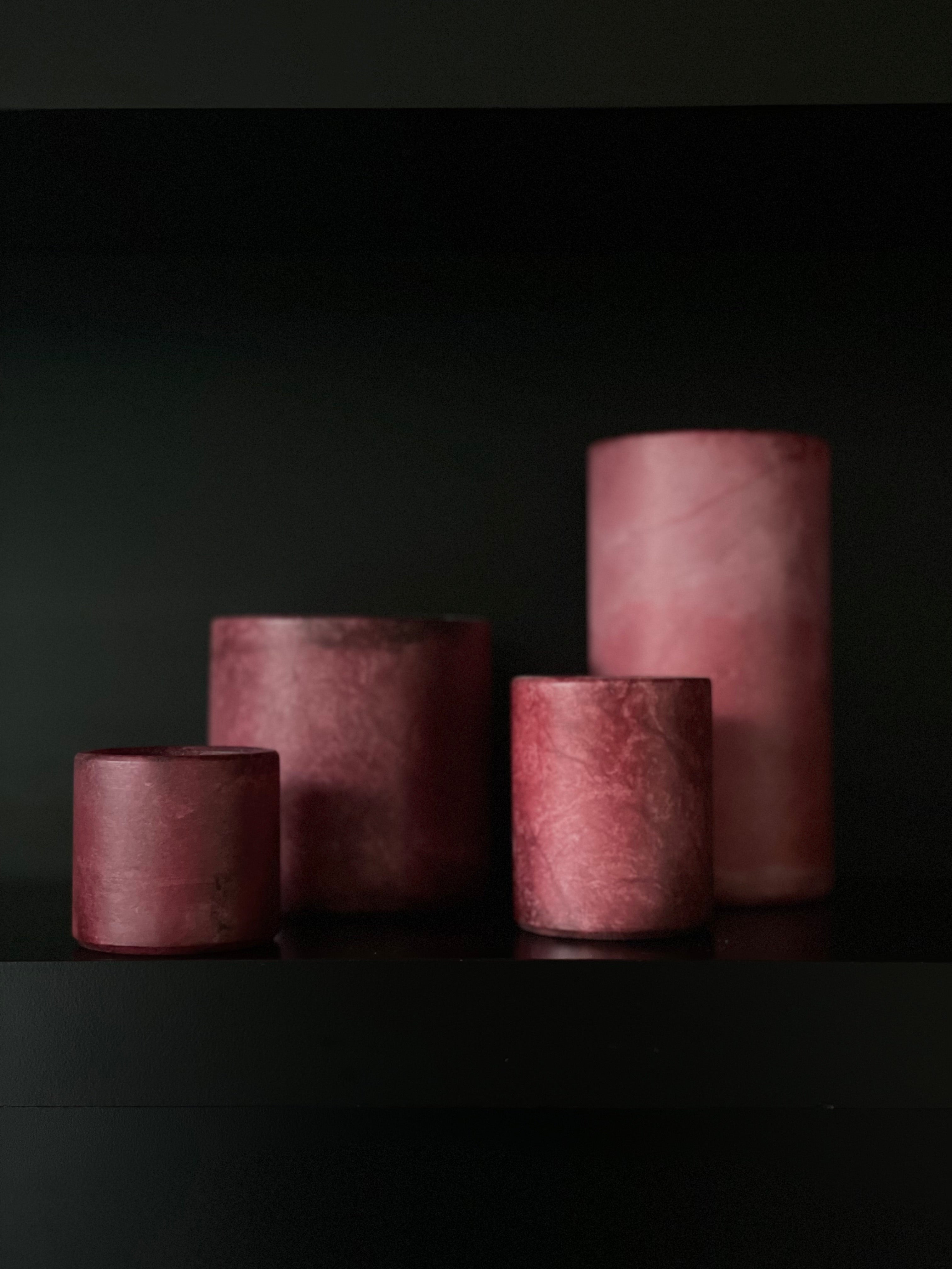 Candle holder alabaster burgundy XS