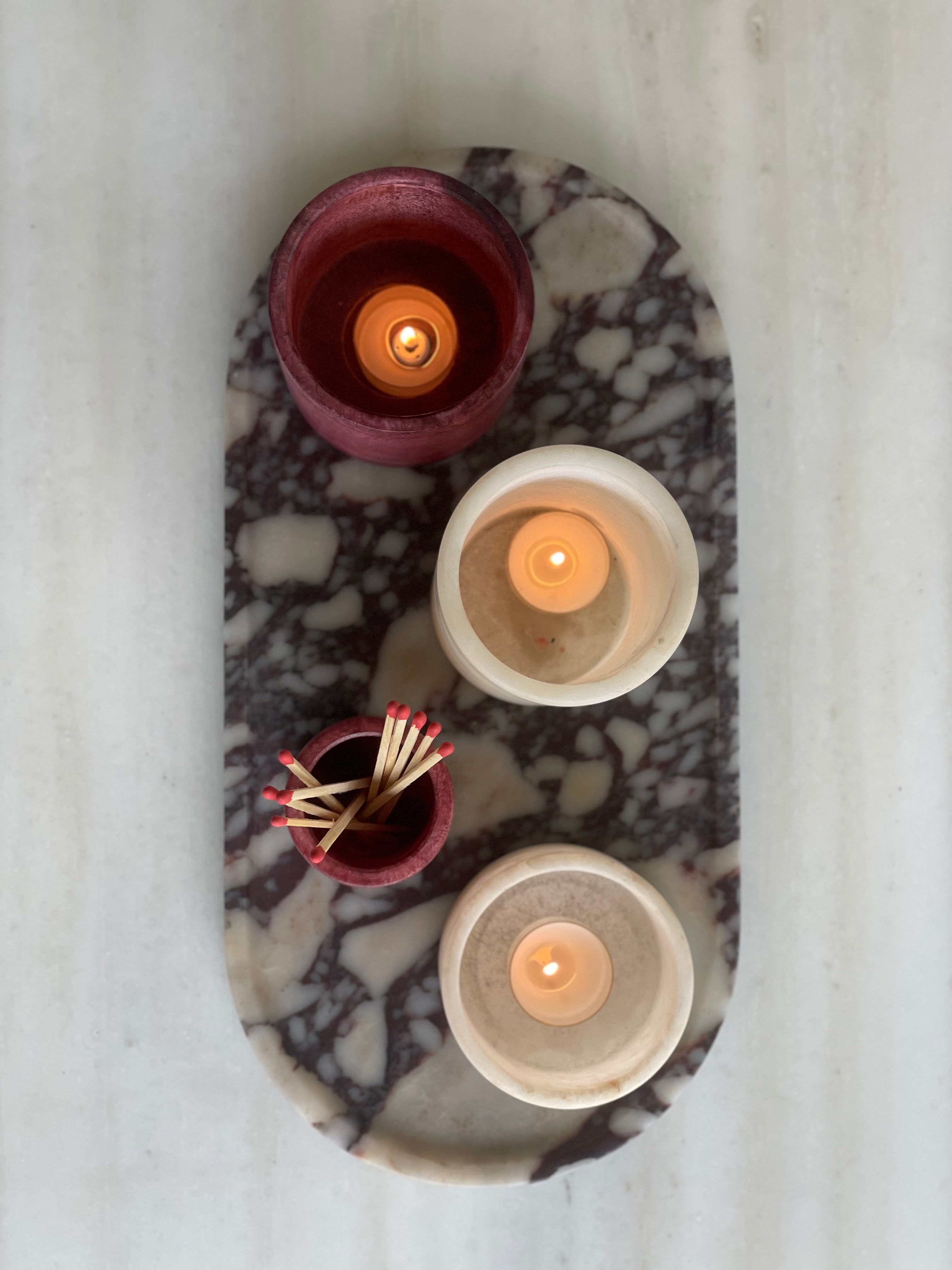 Oval tray Calacatta marble L
