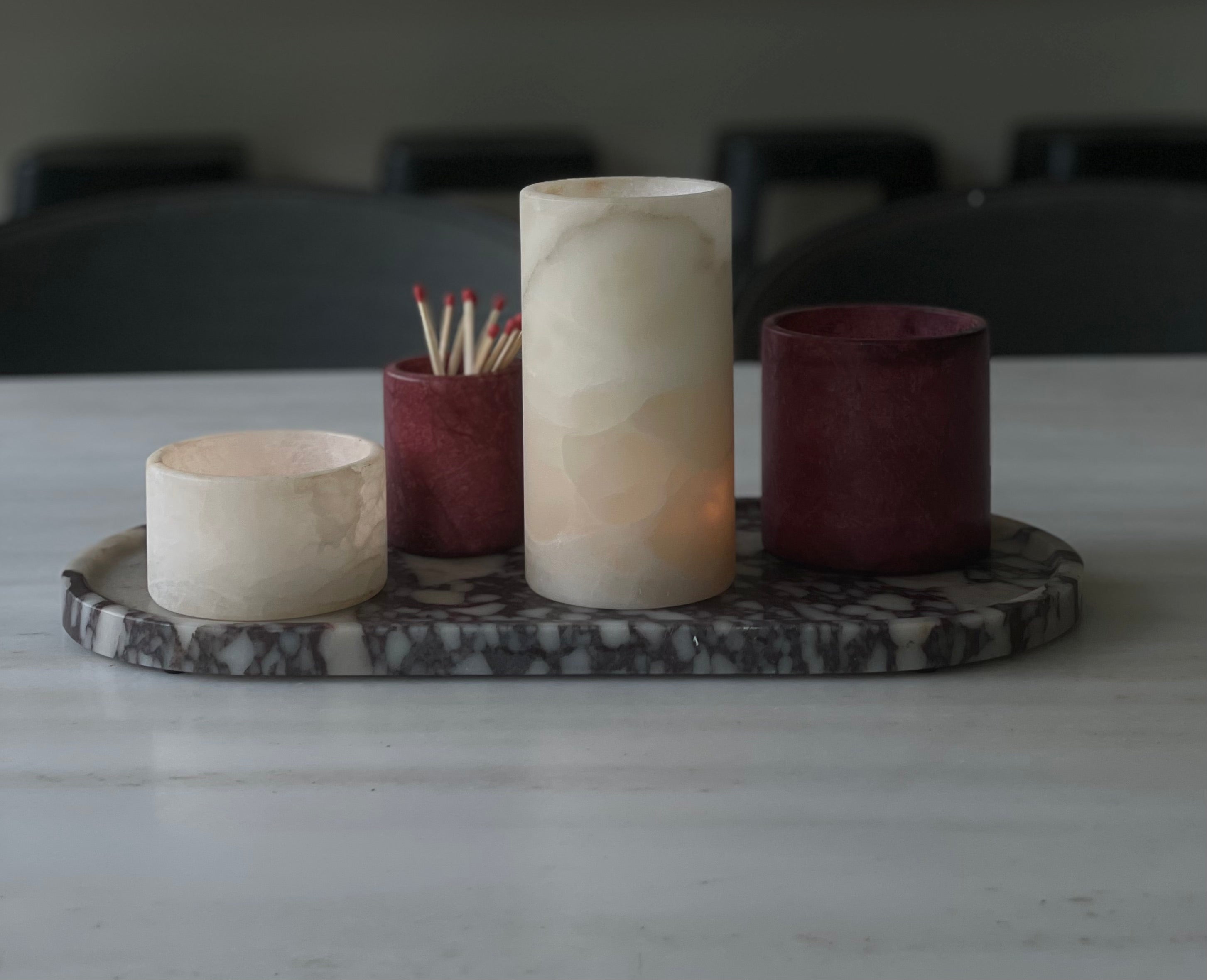 Oval tray Calacatta marble L