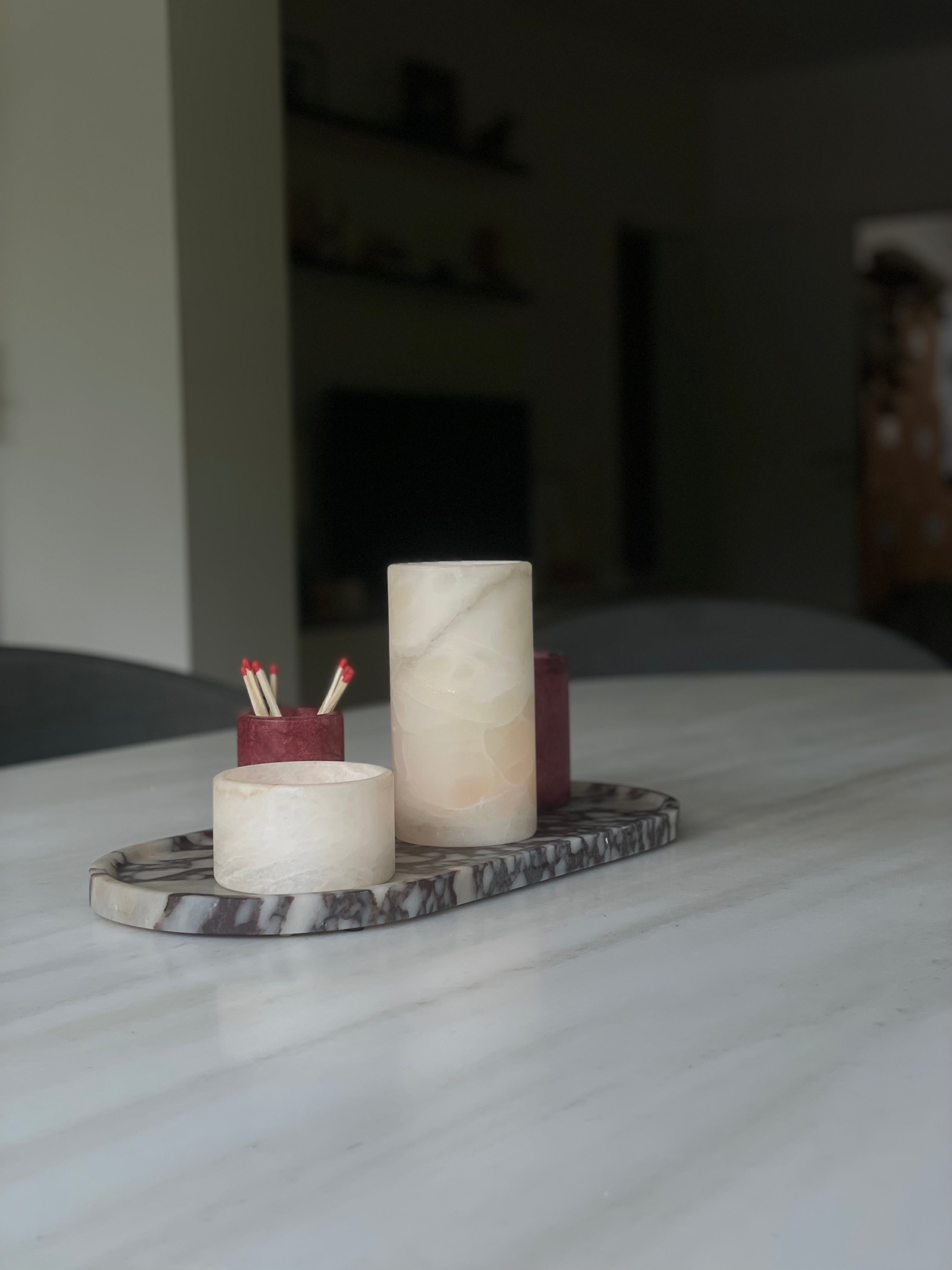 Oval tray Calacatta marble L