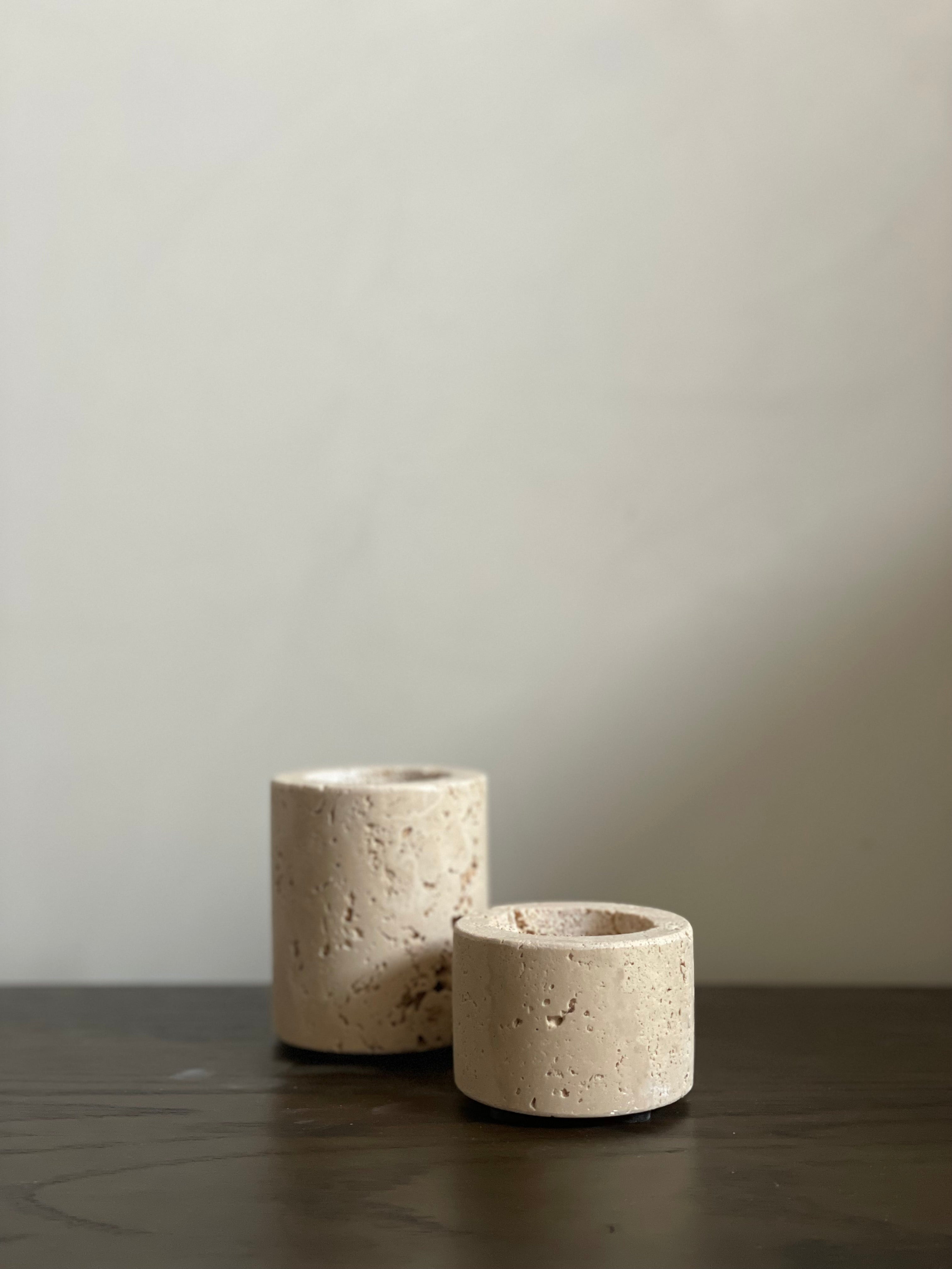 Candlestick waxinelights travertine S