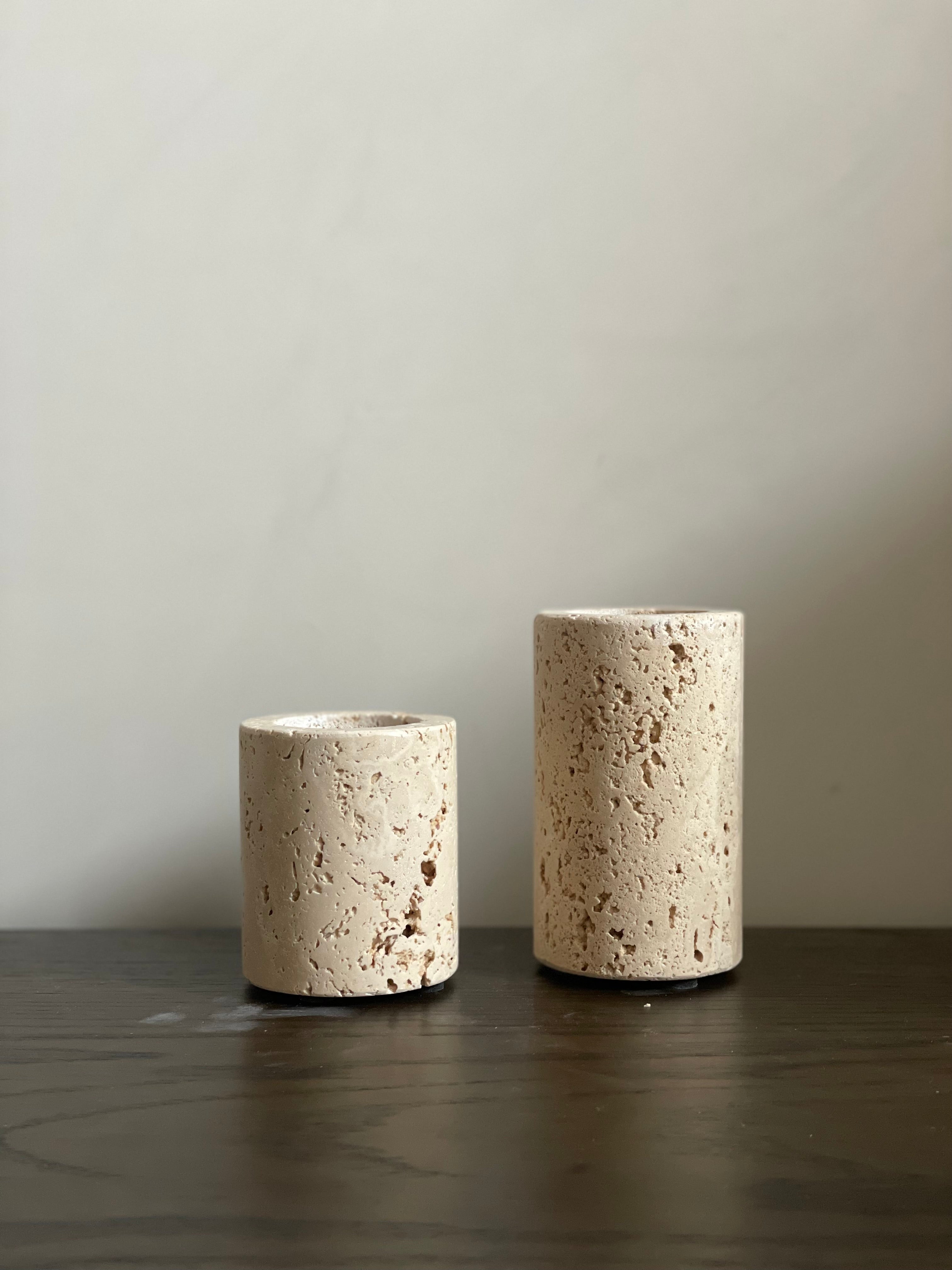 Candlestick waxinelights travertine L