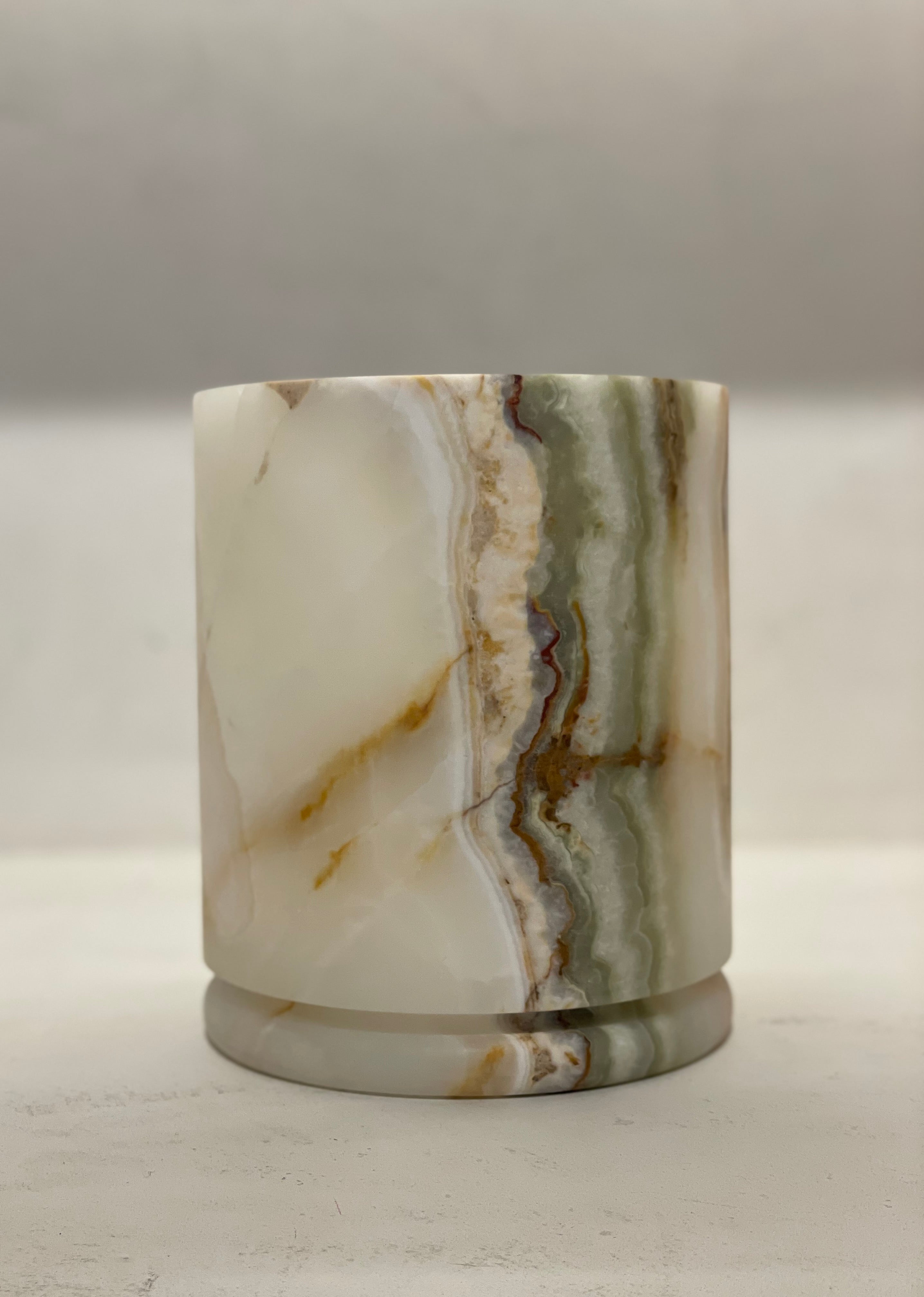 Candle holder green-brown onyx L