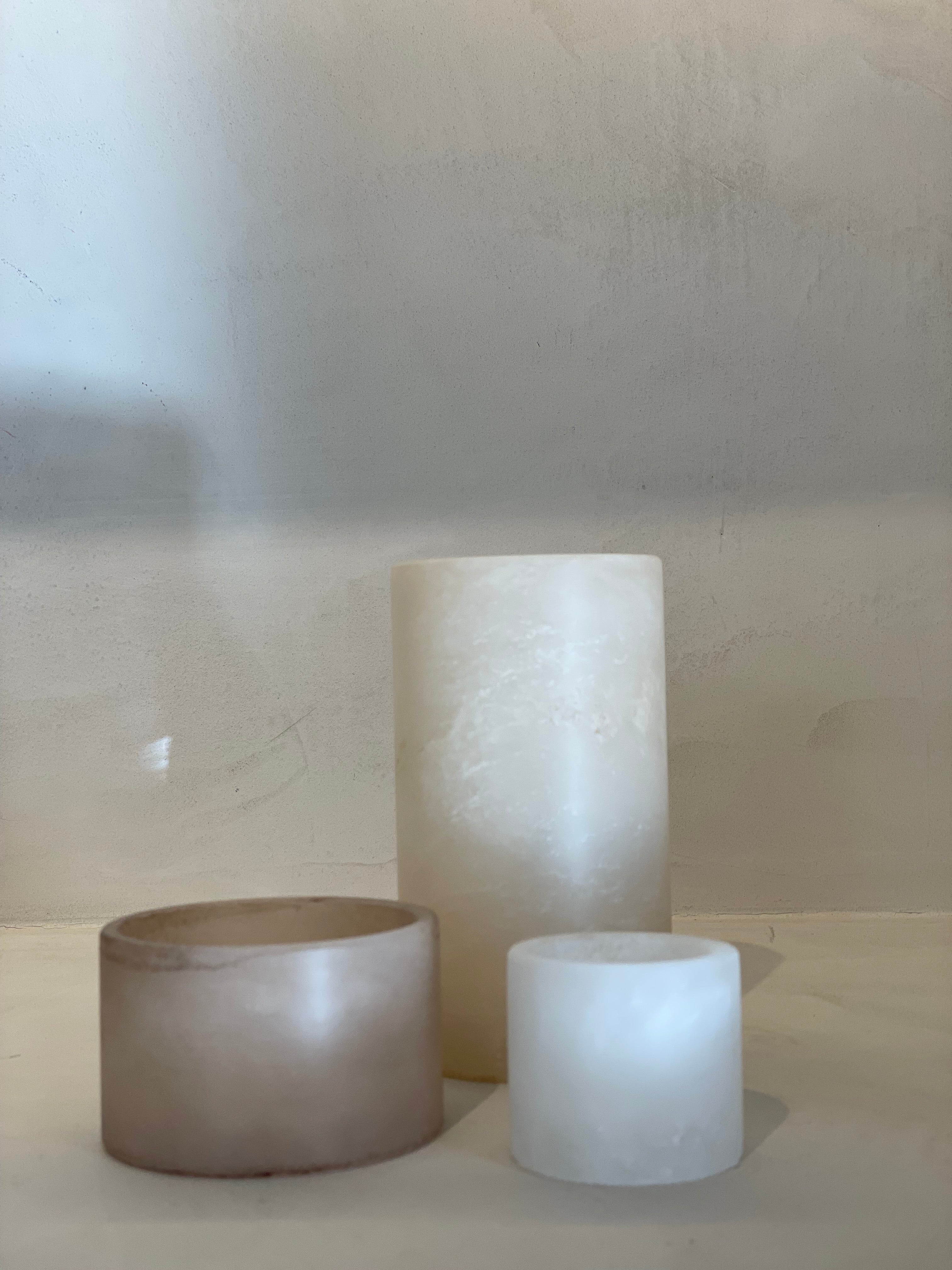 Candle holder alabaster white M