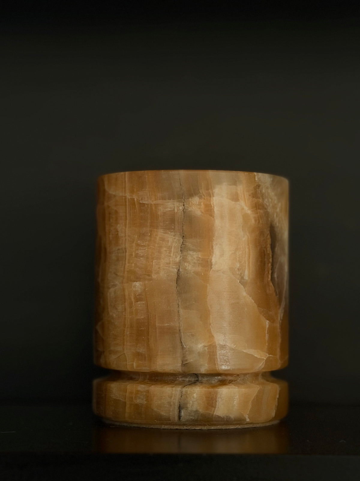 Candle holder green-brown onyx S