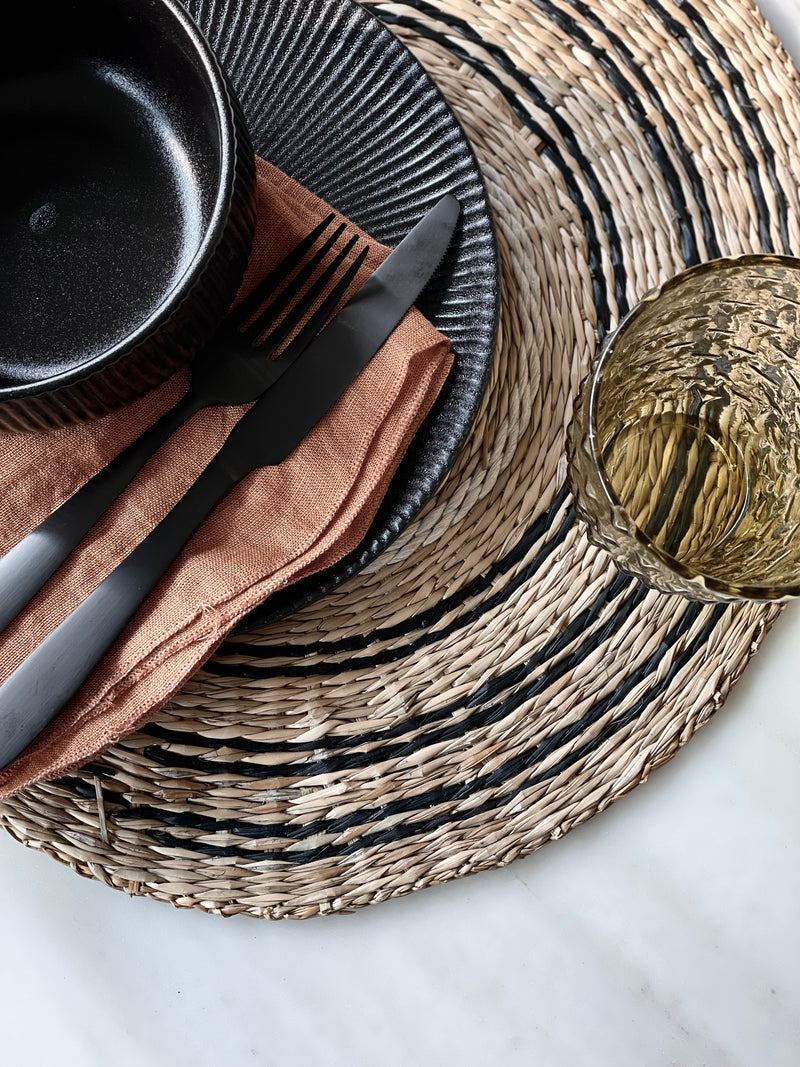 Placemats in seagrass black - lot of 4