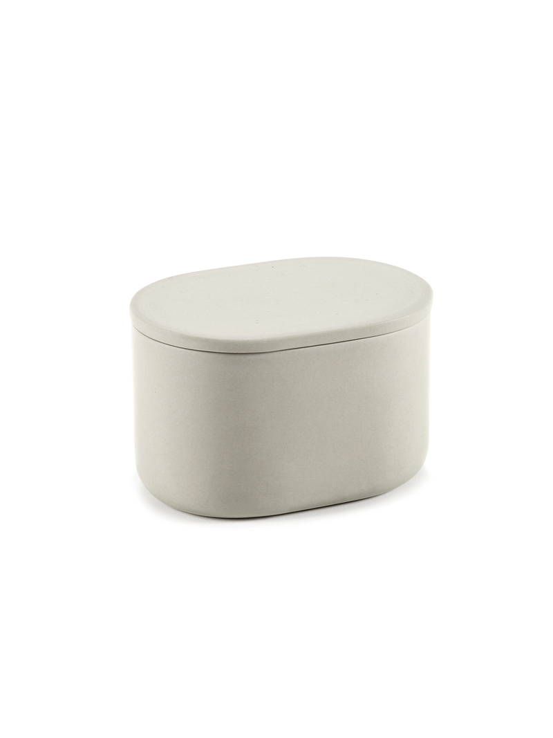 Beige oval storage box with lid large  - Bertrand Lejoly