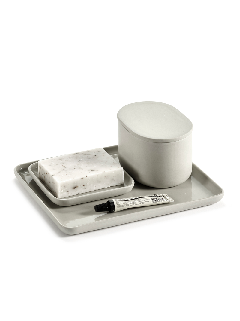 Beige oval storage box with lid large  - Bertrand Lejoly