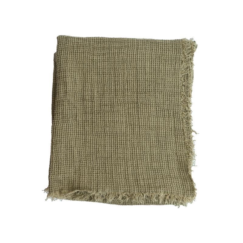 Throw in linen - Olive green
